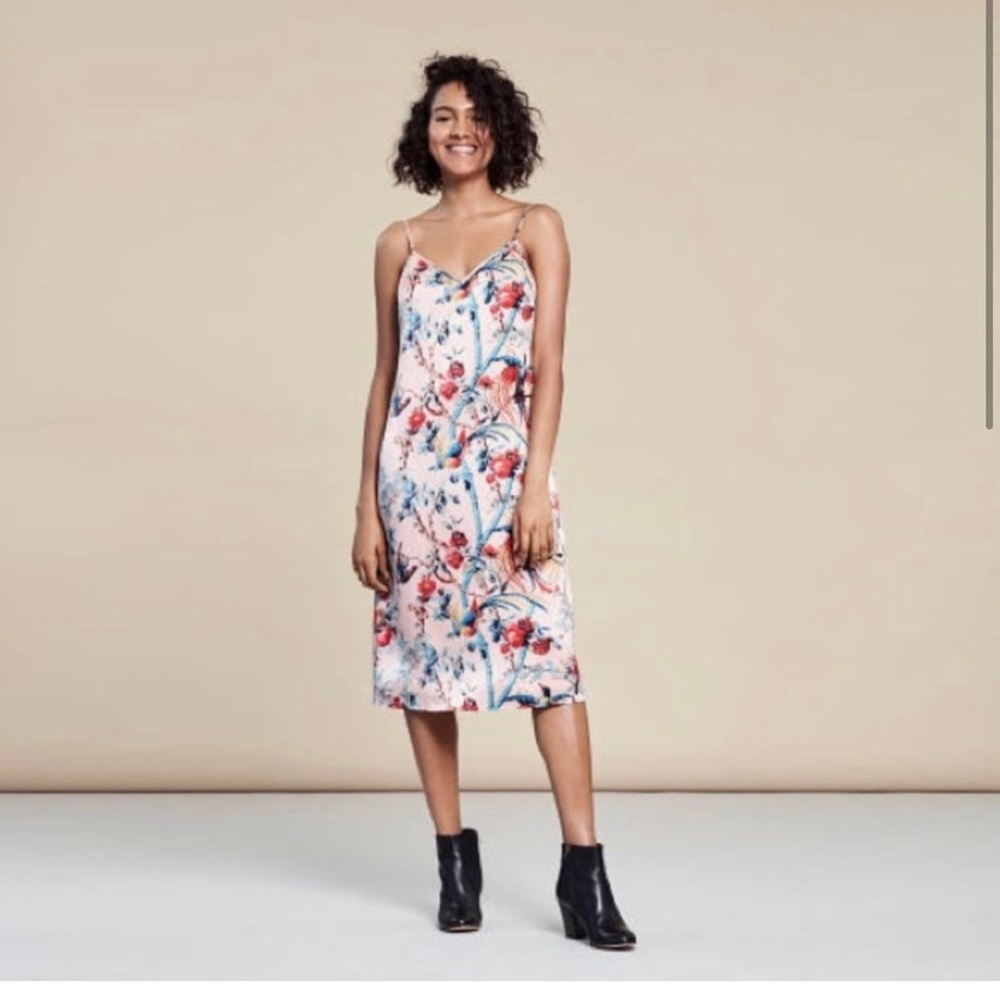 Club Monaco Blush Pink Floral Midi Slip Dress